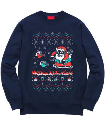 Cheap Sweatshirt Tidings of Cuphead Christmas Unisex on Sale