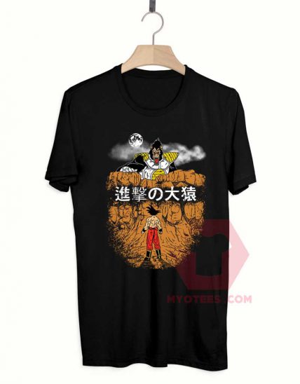 Cheap Custom Tees Attack on Oozaru And Goku On Sale