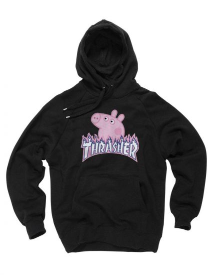 Peppa Pig X Thrasher Flame Parody Hoodie