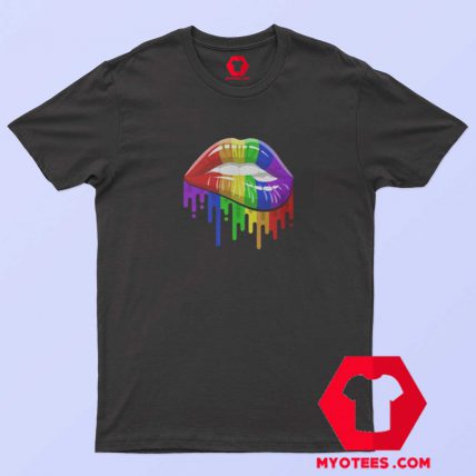 Lips in Rainbow Flag T-Shirt For Sale