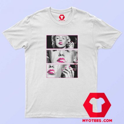 Marilyn Monroe Pink Lips Smoking Marijuana T shirt