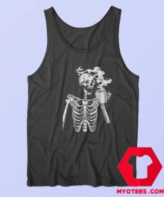 Funny Horror Skeleton Skull Drinking Coffee Tank Top