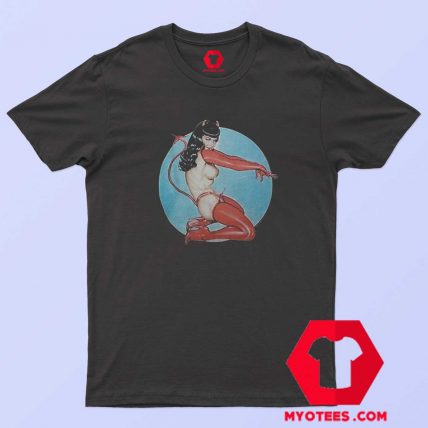 Rare Bettie Page Topless Devil Pinup T Shirt