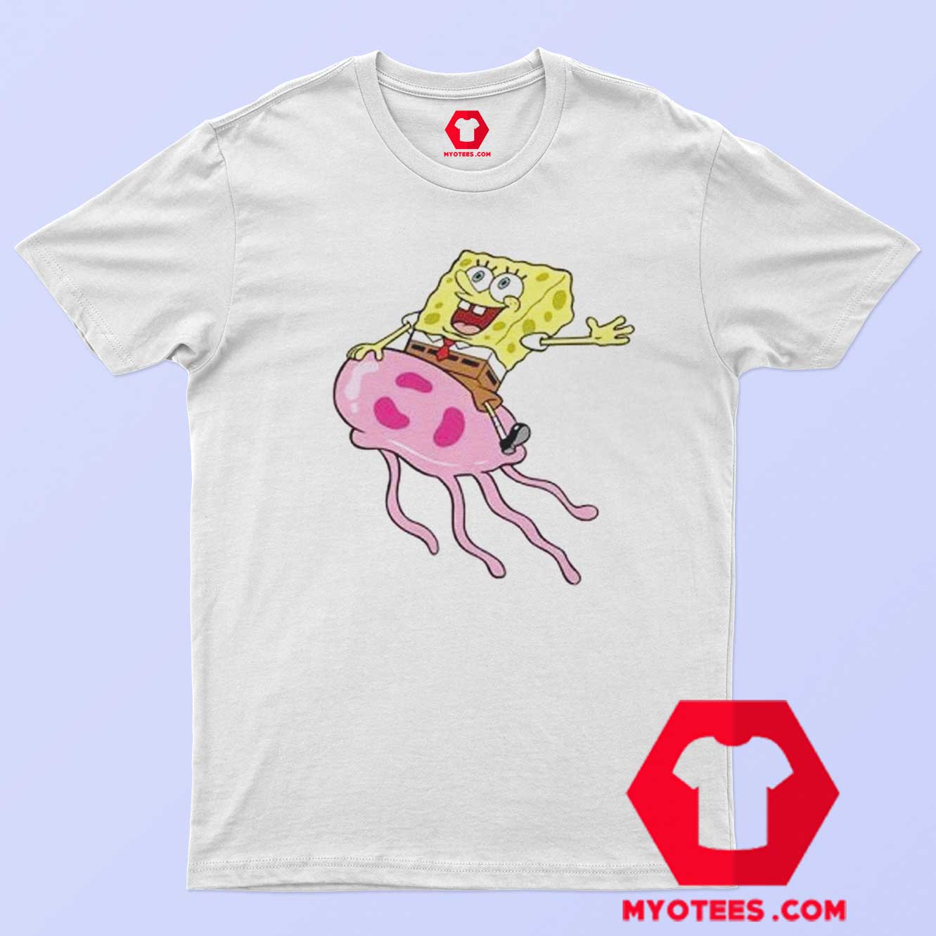 Funny SpongeBob Up On jellyfish Unisex T-Shirt | myotees.com