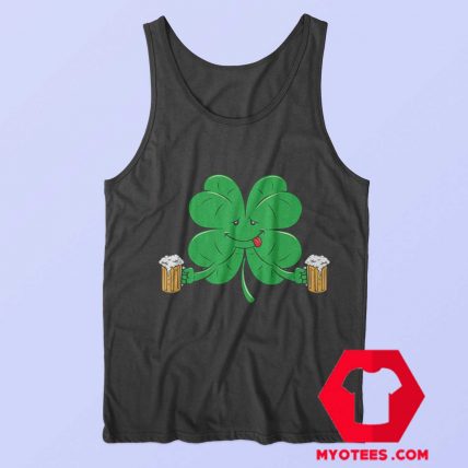 Funny Irish Day St. Pattys Clover Beer Tank Top