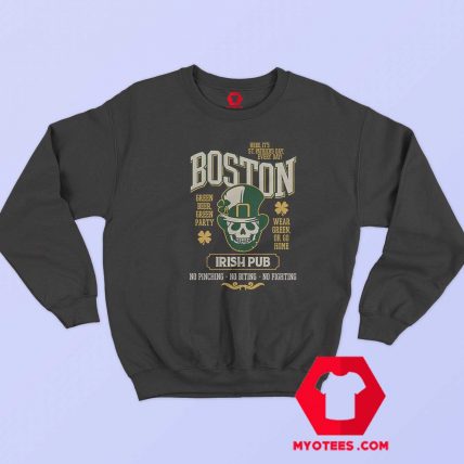 St Patricks Day Boston leprechaun Skeleton Sweatshirt