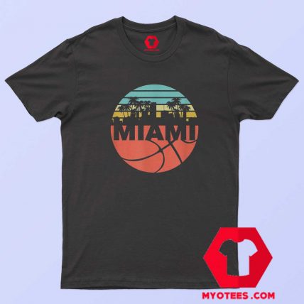 Miami Cityscape Heat Retro Basketball T Shirt