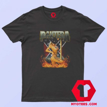 Vintage Women Hot Pantera Flaming T Shirt