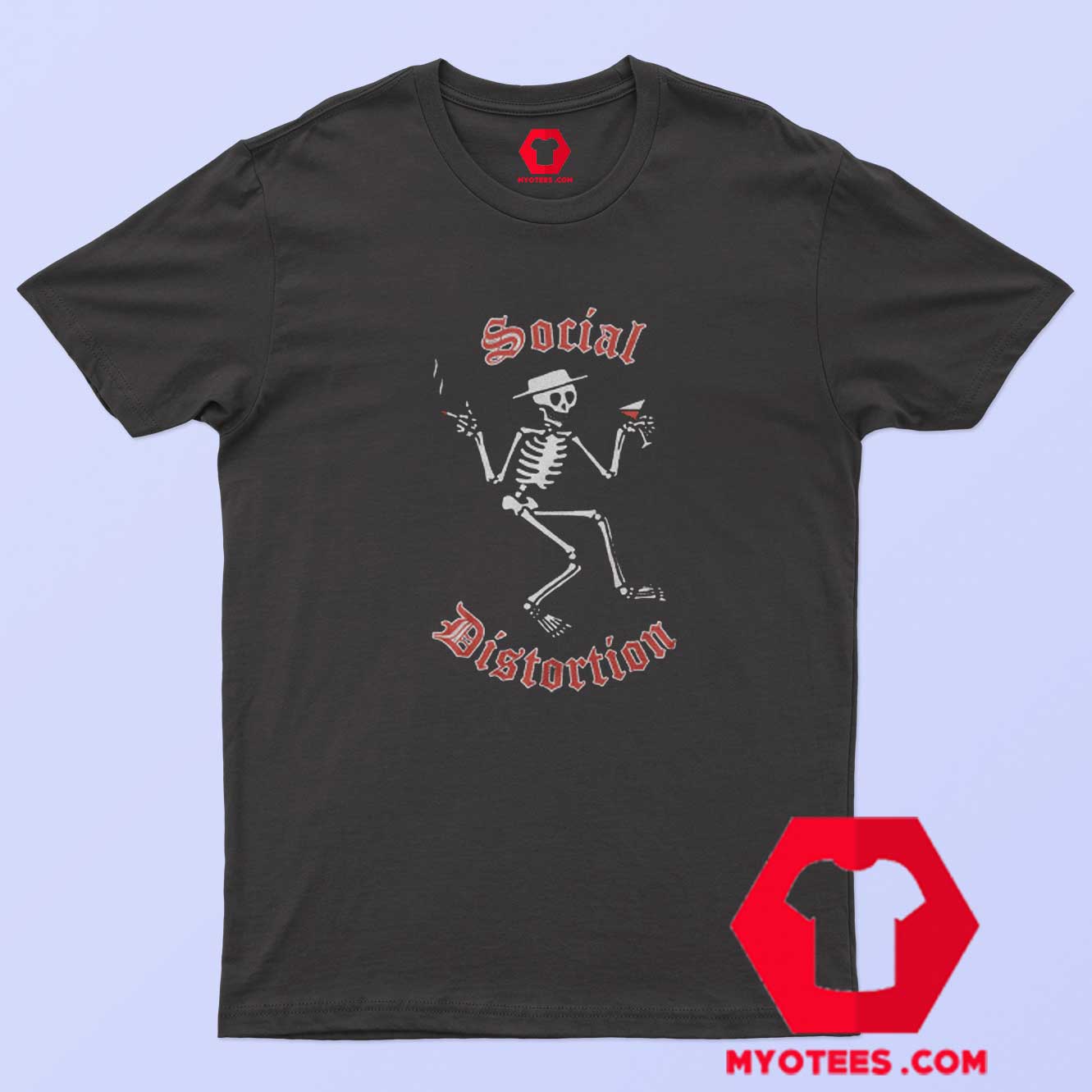 Social Distortion Skeleton Print and Martini T-Shirt On Sale | myotees.com