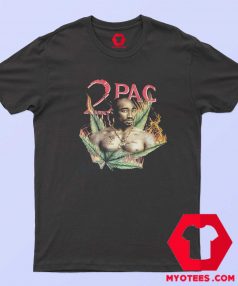 Vintage Tupac Shakur Fire Weed Leaf Unisex T shirt