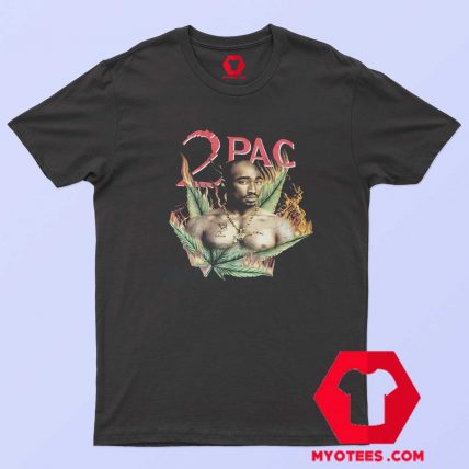 Vintage Tupac Shakur Fire Weed Leaf Unisex T shirt