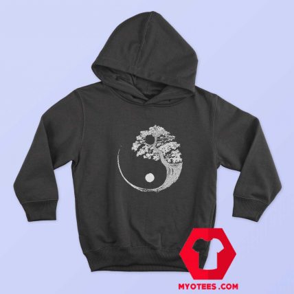 Yin Yang Bonsai Tree in Enso Circle Japanese Hoodie