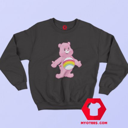 Cute Pink Teddy Bear Rainbow Belly Unisex Sweatshirt