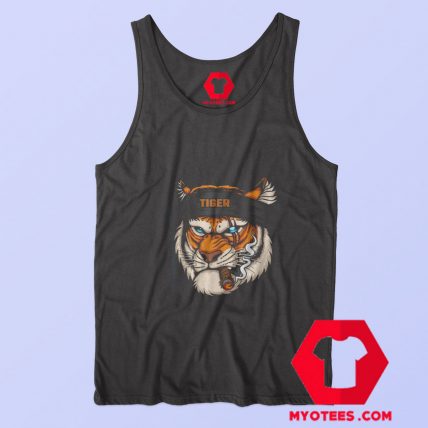 Smoking Tiger Head Wearing Bandana Tank Top