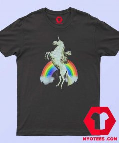 Funny Cat And Unicorn Rainbow Vintage T shirt