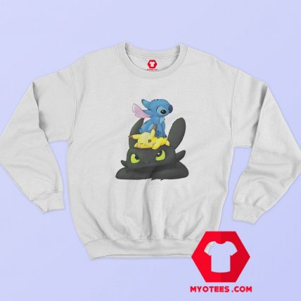 Funny Stitch Pikachu and Toothless Unisex Sweatshirt