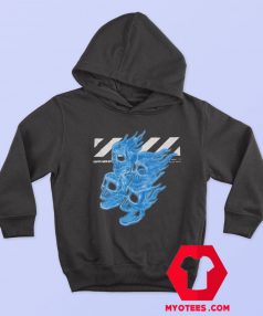 Cool Off White Skull Blue Flame Unisex Hoodie