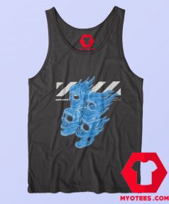 Cool Off White Skull Blue Flame Unisex Tank Top