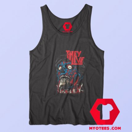 They Live Blue Alien Horror Movie Graphic Tank Top