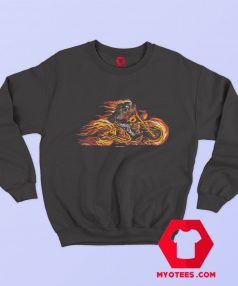 Vintage Biker On Fire Flame Unisex Sweatshirt