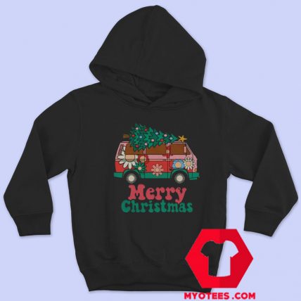 Hippy Retro Van Merry Christmas Graphic Hoodie