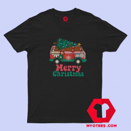 Hippy Retro Van Merry Christmas Graphic T shirt