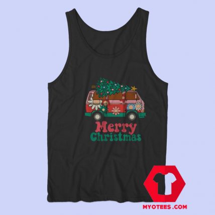 Hippy Retro Van Merry Christmas Graphic Tank Top