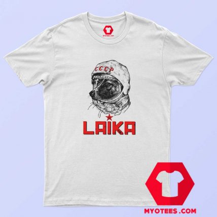 Laika Astronaut Dog Russia Drawing Art T shirt