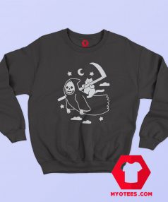 Funny Cat Riding Death Graphic Sweatshirt