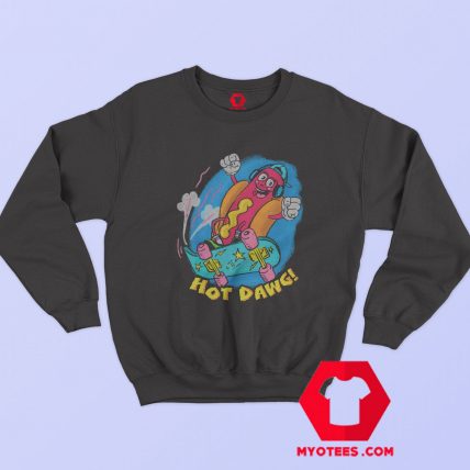 Retro Cartoon Hot Dog Skater Graphic Sweatshirt