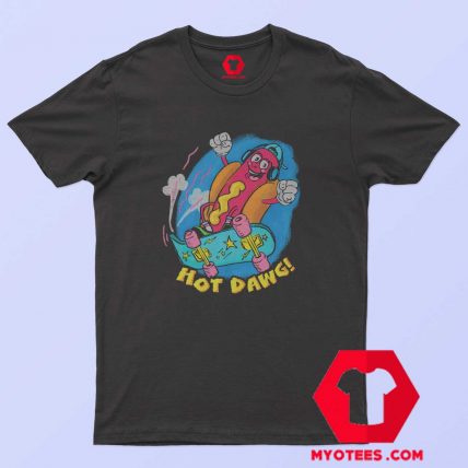 Retro Cartoon Hot Dog Skater Graphic T shirt